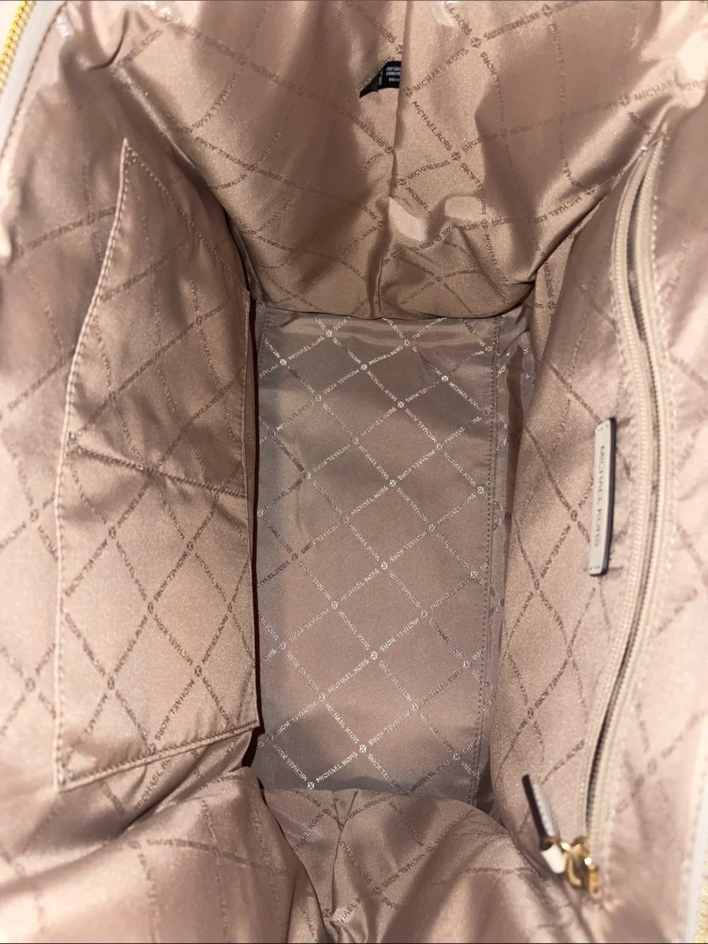 Michael Kors Cream Structured Leather Tote with Gold Logo